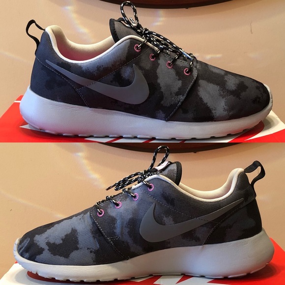 Nike Roshe Run Print Grey Camo Unisex Sneakers - Picture 4 of 8